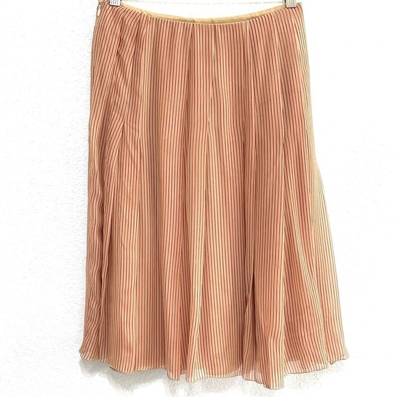 Akris Punto Woman 100% SILK Red Stripe Skirt Size 4 - Picture 7 of 14
